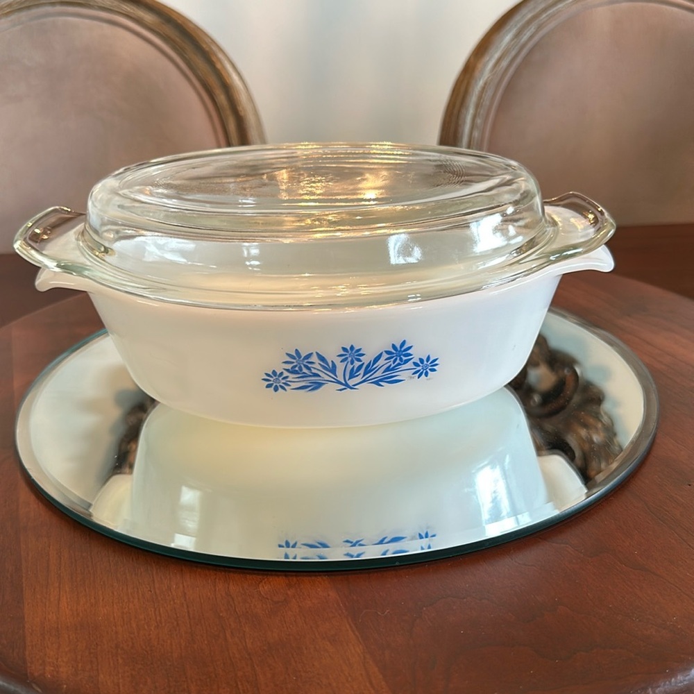 Vintage Fire King Anchor Hocking Blue Cornflower Casserole Dish w/ Lid